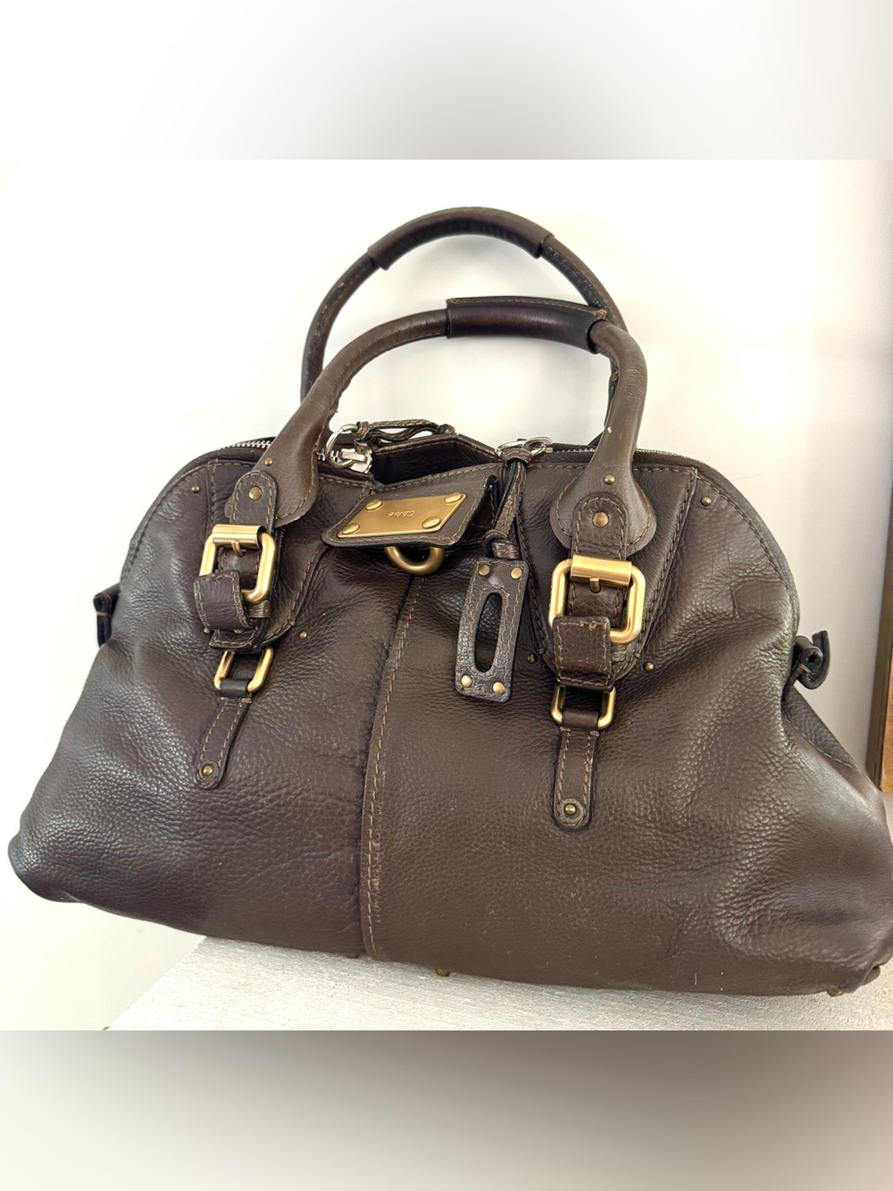 CHLOE Paddington Brown Leather Satchel Bag Vintage Large No Lock